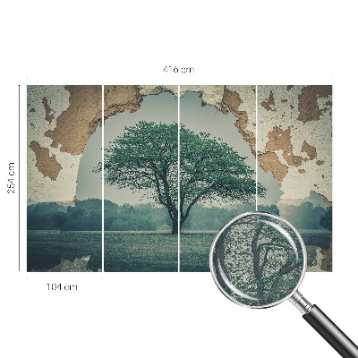 Papel mural con patrón decorativo con un diseño de un árbol solitario