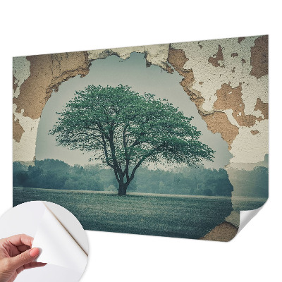 Papel mural con patrón decorativo con un diseño de un árbol solitario