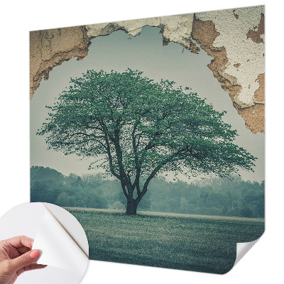 Papel mural con patrón decorativo con un diseño de un árbol solitario