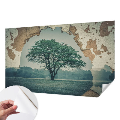 Papel mural con patrón decorativo con un diseño de un árbol solitario