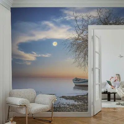 Papel mural texturado decorativo con un paisaje tranquilo