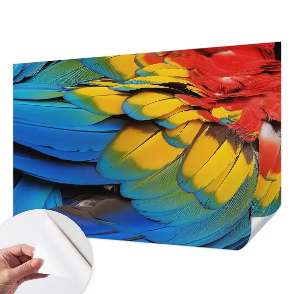 Papel mural texturado decorativo con diseño de plumas arcoíris