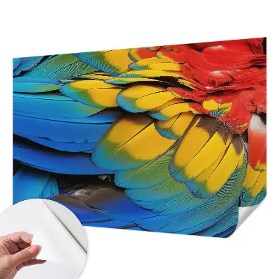 Papel mural texturado decorativo con diseño de plumas arcoíris