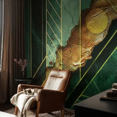 Fotomural decorativo para cabecero de cama con diseño de tensión geométrica