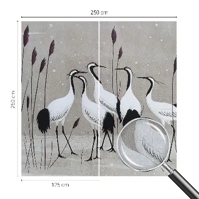 Papel mural con patrón decorativo con un diseño de una bandada de grullas