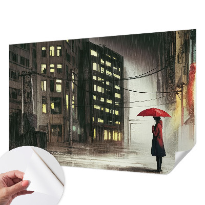 Mural de pared con estampado hermoso Ciudad lluviosa