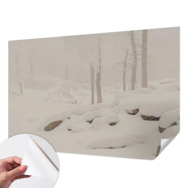 Papel mural con patrón decorativo bosque nevado