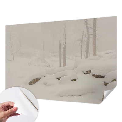 Papel mural con patrón decorativo bosque nevado