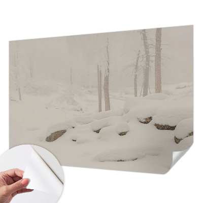 Papel mural con patrón decorativo bosque nevado