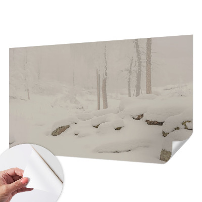 Papel mural con patrón decorativo bosque nevado