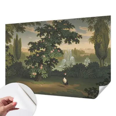 Papel mural texturado decorativo con diseño de jardín natural