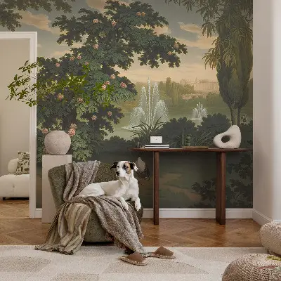 Papel mural texturado decorativo con diseño de jardín natural