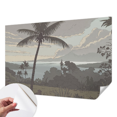 Papel mural texturado decorativo con un paisaje exótico