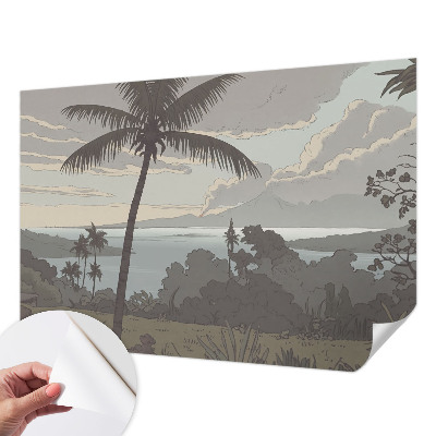 Papel mural texturado decorativo con un paisaje exótico