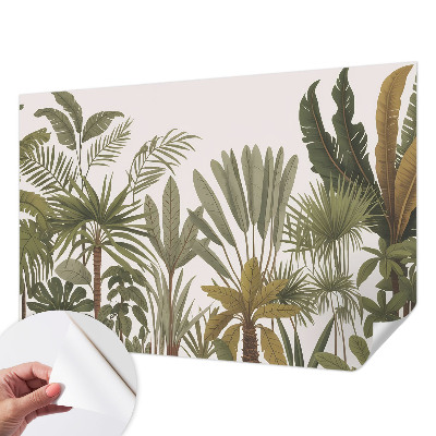 Mural de pared con estampado hermoso con hojas exóticas como motivo