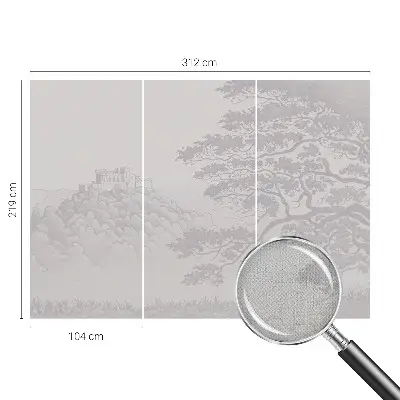 Papel mural con patrón decorativo con motivo de paisaje del castillo