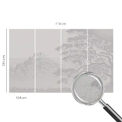 Papel mural con patrón decorativo con motivo de paisaje del castillo