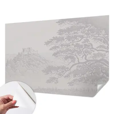 Papel mural con patrón decorativo con motivo de paisaje del castillo
