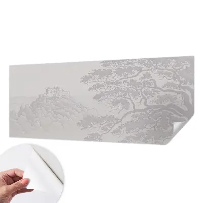 Papel mural con patrón decorativo con motivo de paisaje del castillo