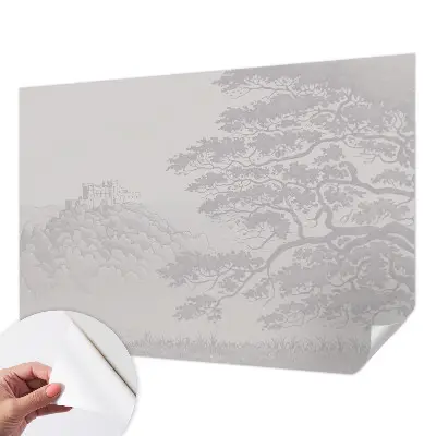 Papel mural con patrón decorativo con motivo de paisaje del castillo