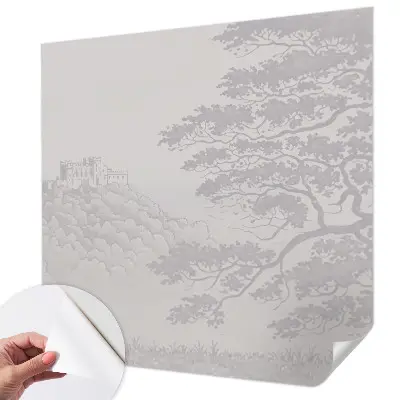 Papel mural con patrón decorativo con motivo de paisaje del castillo