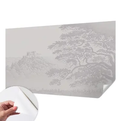 Papel mural con patrón decorativo con motivo de paisaje del castillo