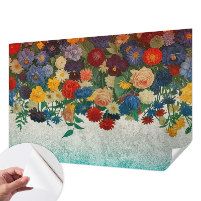 Papel mural texturado decorativo con un diseño de flores coloridas