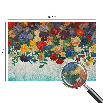 Papel mural texturado decorativo Flores coloridas