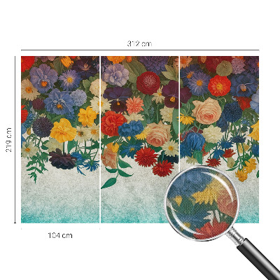 Papel mural texturado decorativo Flores coloridas