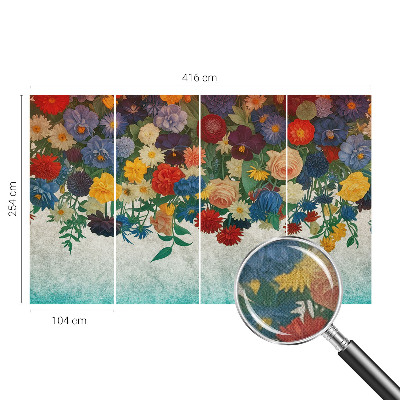 Papel mural texturado decorativo Flores coloridas