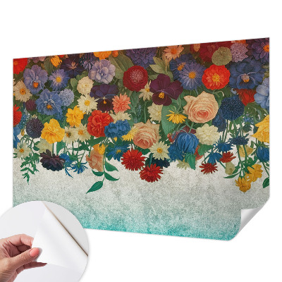 Papel mural texturado decorativo con un diseño de flores coloridas