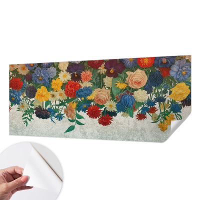 Papel mural texturado decorativo Flores coloridas