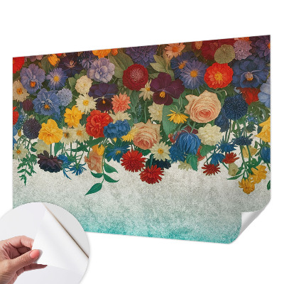 Papel mural texturado decorativo Flores coloridas