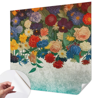 Papel mural texturado decorativo Flores coloridas