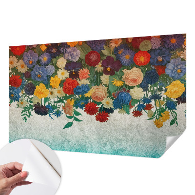 Papel mural texturado decorativo Flores coloridas