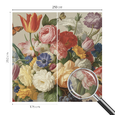 Papel mural con patrón decorativo Flores y mariposas