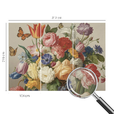 Papel mural con patrón decorativo Flores y mariposas