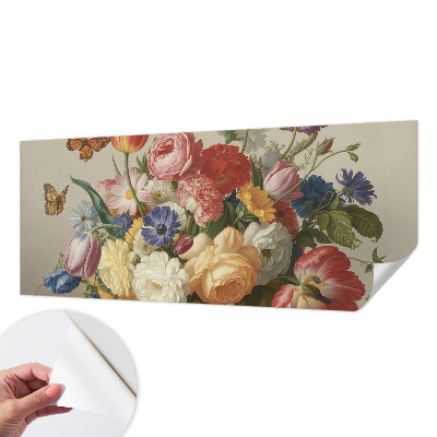 Papel mural con patrón decorativo con diseño de flores y mariposas