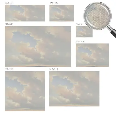 Fotomural decorativo para cabecero de cama con diseño de cielo en tonos pastel