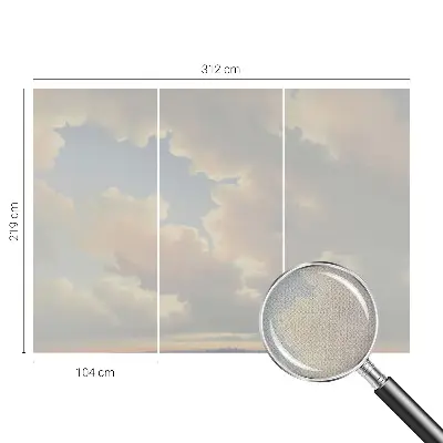 Fotomural decorativo para cabecero de cama con diseño de cielo en tonos pastel
