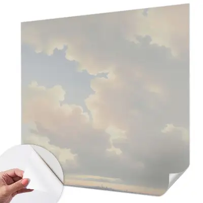 Fotomural decorativo para cabecero de cama con diseño de cielo en tonos pastel