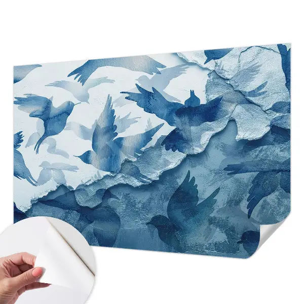 Papel mural texturado decorativo con un motivo de aves dinámicas