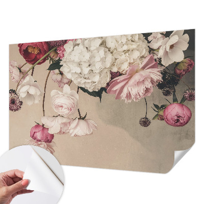 Mural de pared con estampado hermoso con motivo de flores románticas