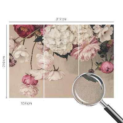 Mural de pared con estampado hermoso Flores románticas