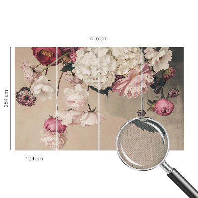 Mural de pared con estampado hermoso Flores románticas