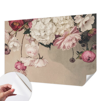 Mural de pared con estampado hermoso con motivo de flores románticas
