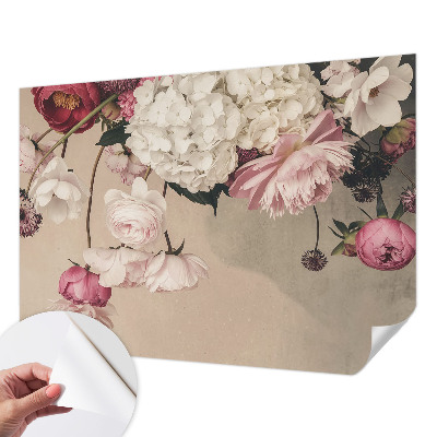 Mural de pared con estampado hermoso Flores románticas