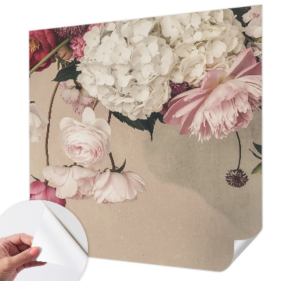 Mural de pared con estampado hermoso Flores románticas