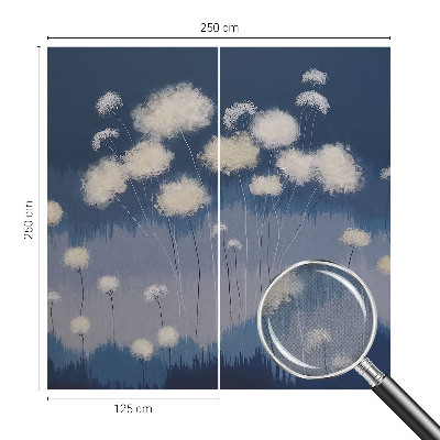 Papel mural con patrón decorativo dientes de león blancos