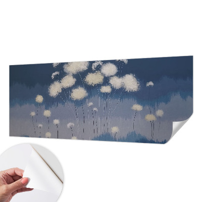 Papel mural con patrón decorativo dientes de león blancos